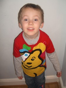 Ben in his Pudsey top for Children In Need