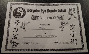 1st Karate Certificate