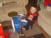 Ben with his new drum set.